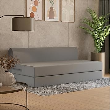 SleepyHug FoldPRO Sofa-Cum-Bed | 3-in-1 Convertible Sofa, Lounger & Bed | TouchSense Technology | HR Foam | Lightweight | 3-Seater | Double Bed | Without Pillow | Grey, 1-Year Warranty