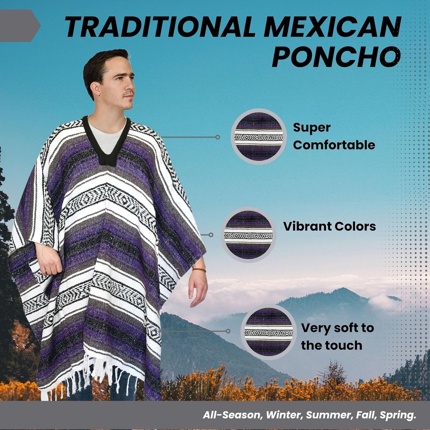Artisans Bazaar Casaco mexicano de inverno mexicano Baja Poncho 100% quente e confortável em promoção! Veja a oferta e mais achadinhos de Jaquetas & Casacos 2 Hoje é o melhor dia para comprar Artisans Bazaar Casaco mexicano de inverno mexicano Baja Poncho 100% quente e confortável com aquele preço maroto! Promoção! Aproveite a oferta! 2