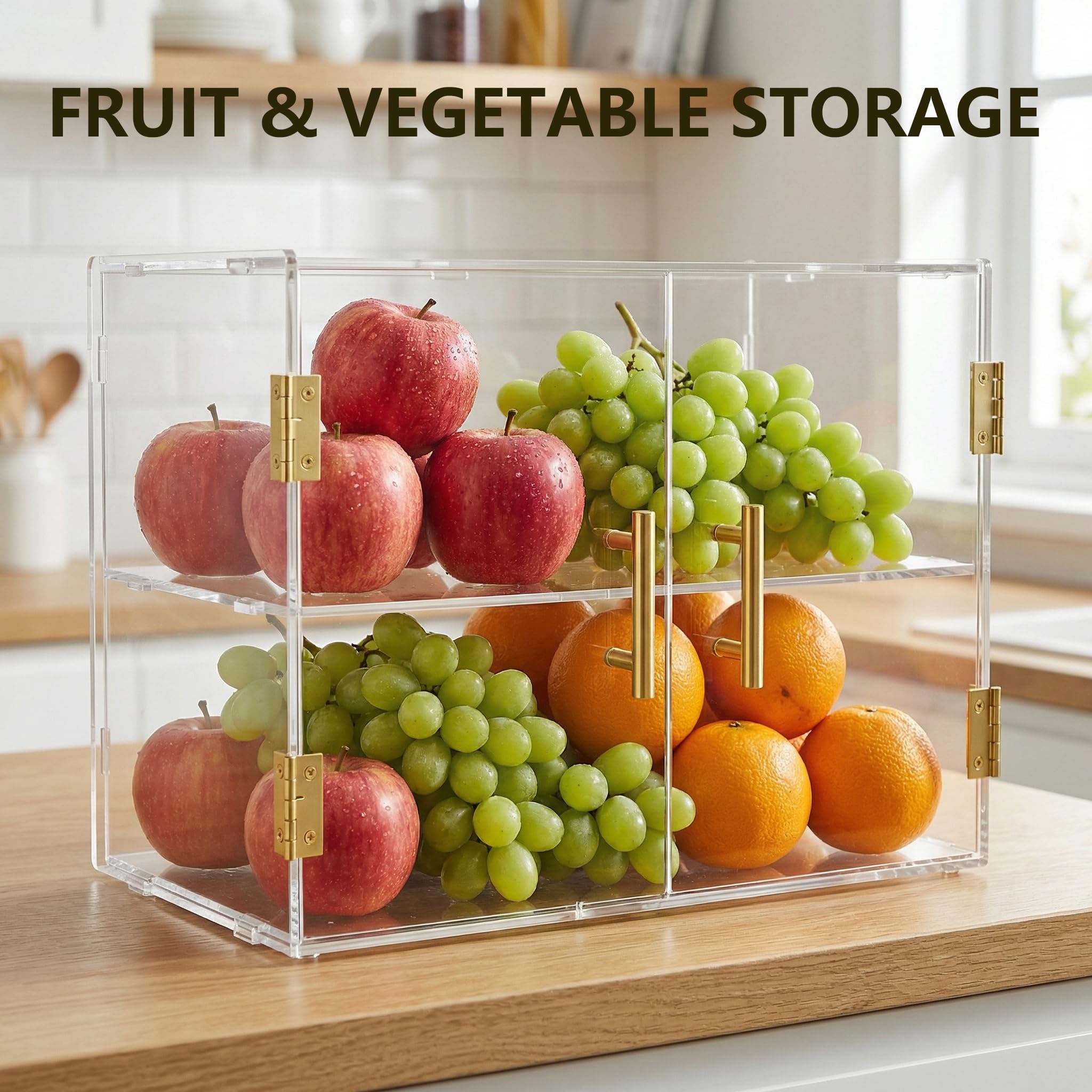 Vitrina expositora de panadería de 2 niveles con puerta elástica, vitrina acrílica comercial para mostrador de repostería, caja exhibidora de alimentos de 18.9" x 9.29" x 13.39"