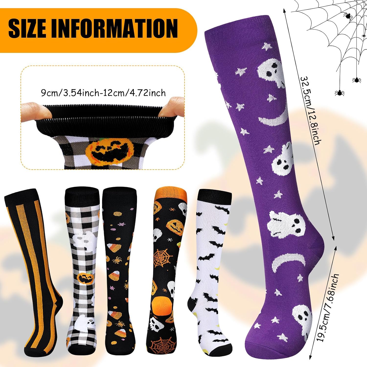Shyyween 6 Pairs Halloween Compression Socks for Women&men