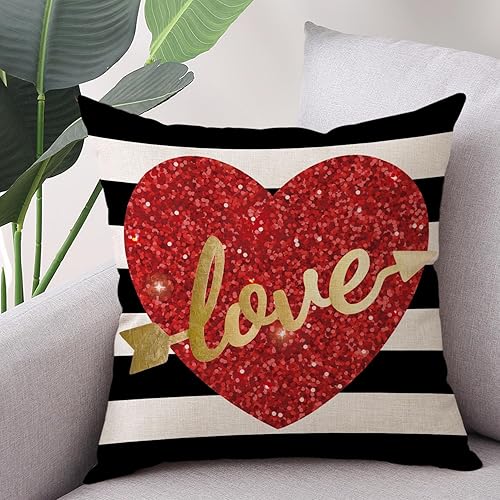 Miniatura 3 de Coeufuedy Juego de 4 fundas de almohada decorativas para el día de San Valentín de 18 x 18 pulgadas, diseño de gnomo, aniversario, boda, decoración