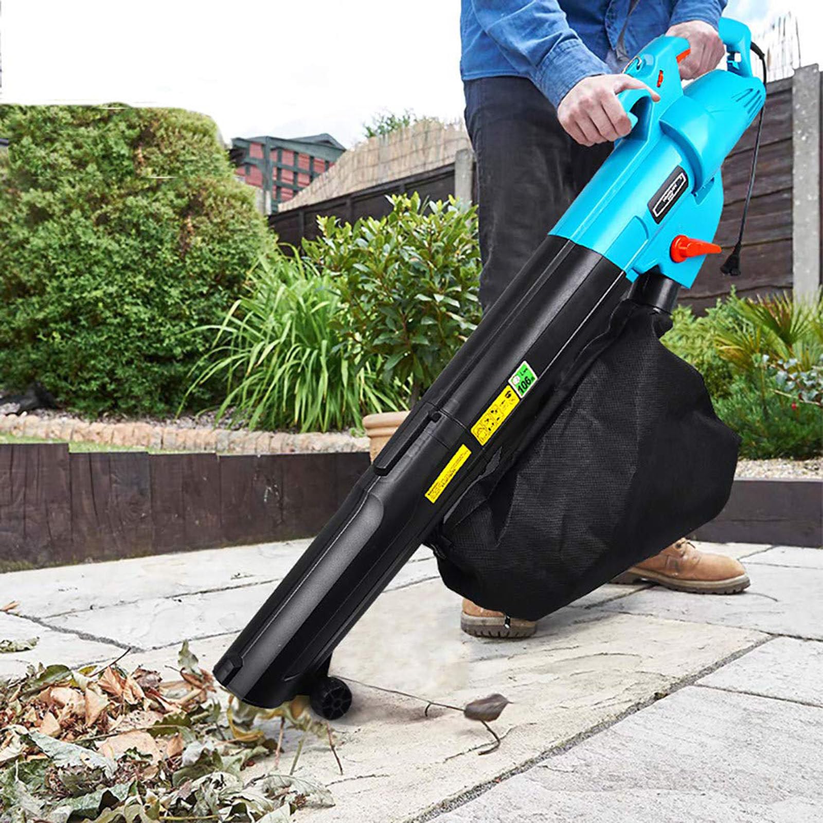 Aspiradora Sopladora De Hojas De 3000 W - Cable De 15 M, Sopladora/Trituradora De JardíN EléCtrica 3 En 1 Con Bolsa Recolectora De 45 L, Liviana Y Compacta