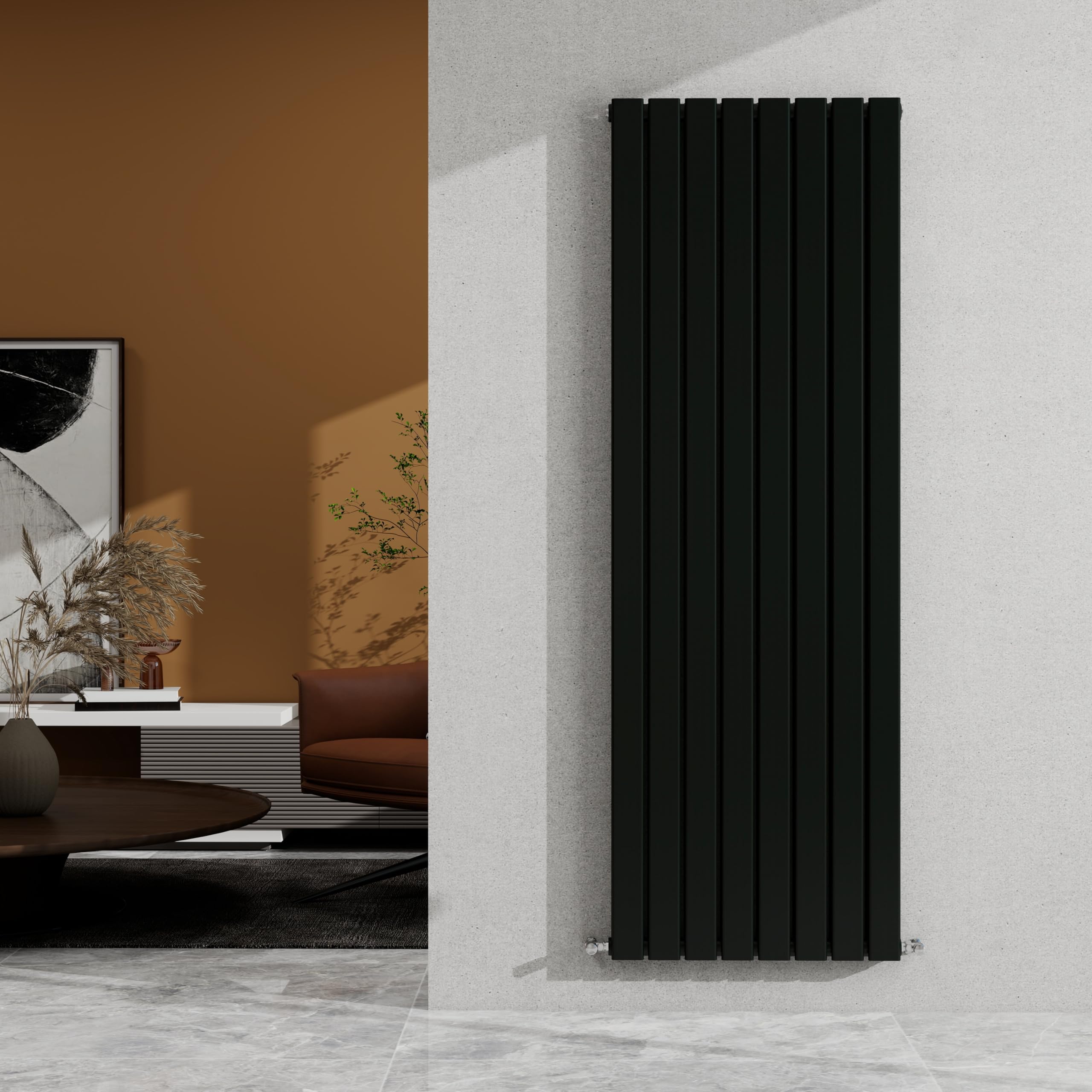 Sky Bathroom Black 1600×544Mm Vertical Designer Radiator Double Panel Modern Central Heating Flat Panel Rad 5416 Btu