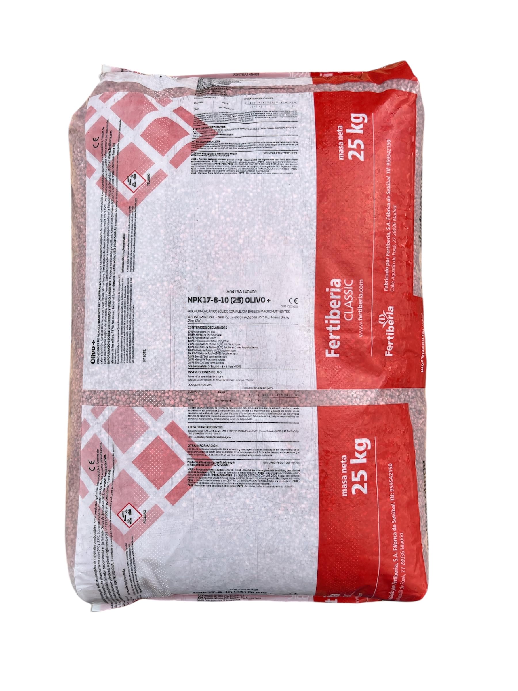 Abono especial olivo 17-8-10(25) con lignosulfonato y carbolita. 25kg-Fertiberia