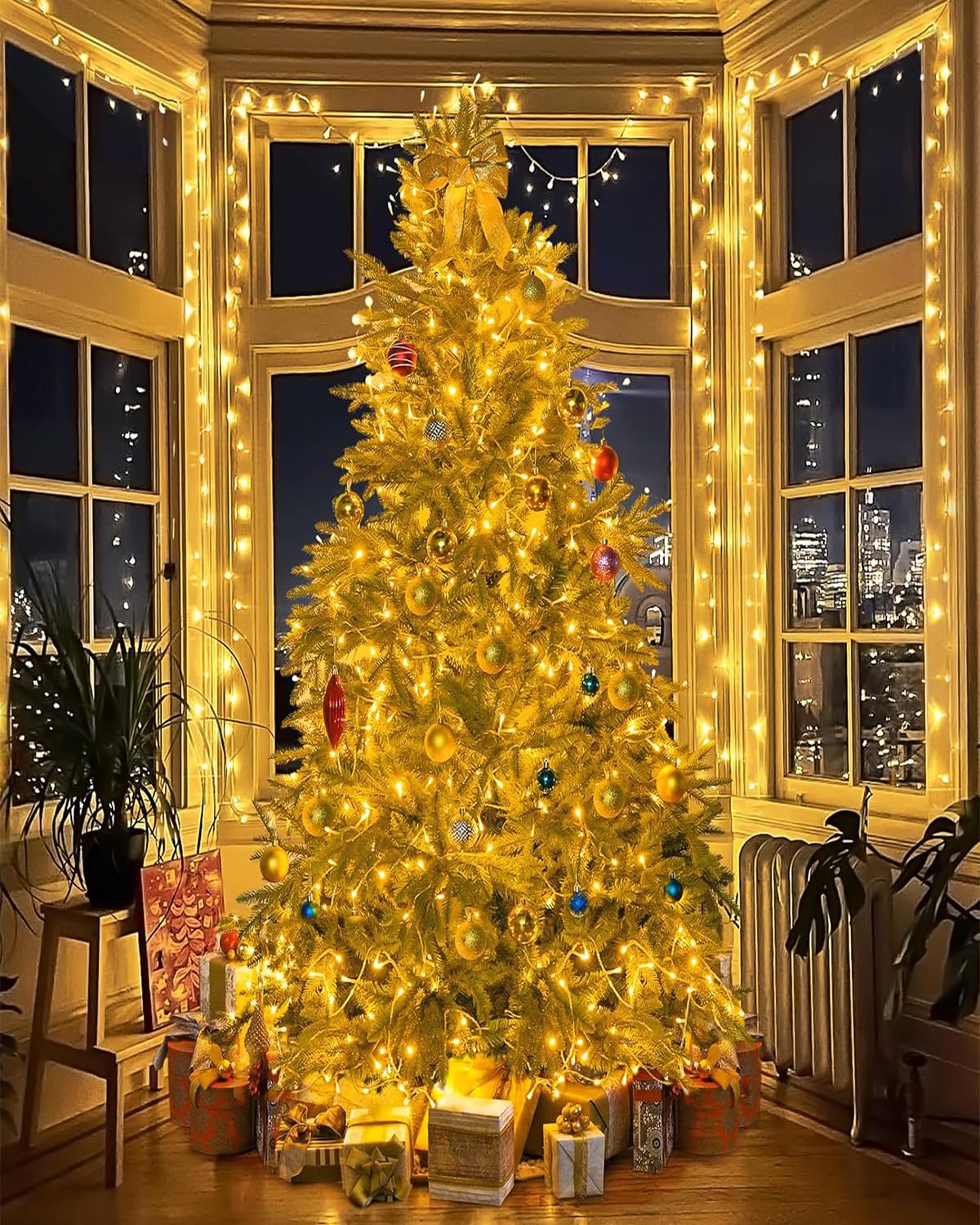 Bowfar Catena Luminosa LED, 80M 800 LED Luci Natale Esterno con Telecomando e Funzione Memoria, 8 modalità, Impermeabile IP65 Luci Albero di Natale per Interni Giardino Feste Matrimoni, Bianco Caldo