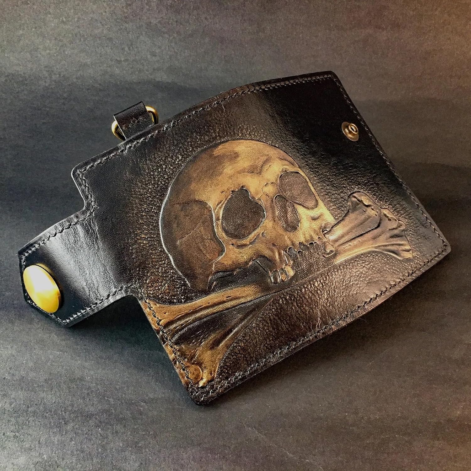 3D Genuine Leather Travel Passport Cover, Passport Holder, Passport Case, Hand-Carved, Hand-Painted, Custom wallet, Personalized wallet, Skull and Bones, Cards Holder, Check Book