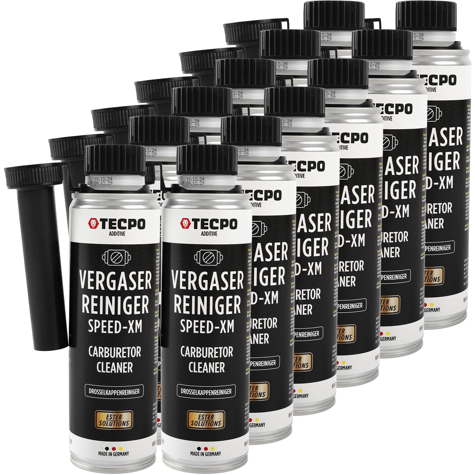 TECPO 12 limpiadores de carburador, 300 ml, aditivo Ester Speed-XM, limpiador para motores de gasolina de automóviles (12 unidades)