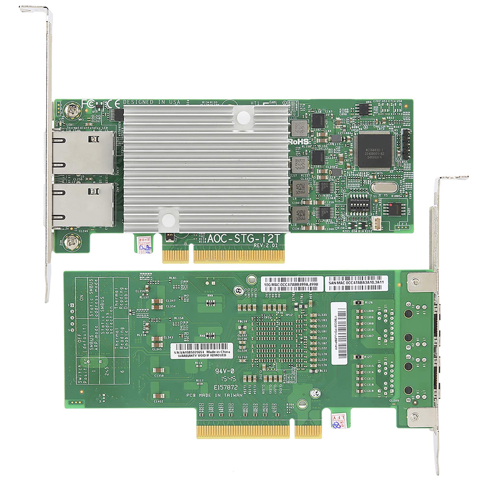 Greensen Karta Sieciowa 10GbE Dwuportowa Karta Sieciowa RJ45 dla STG I2T X540 T2 PCIe 2.0 Niskoprofilowa dla Serwera ESXi i Miękkiego Routingu
