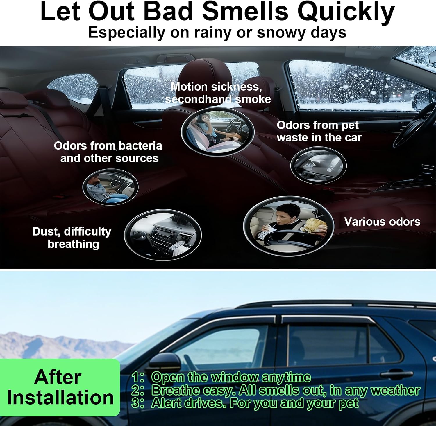 Window Visor Rain Guards for Ford Explorer 2020-2026 Out-Channel Window Deflectors Tape-On Sun Visor Accessories 4PCS (for 20-26)