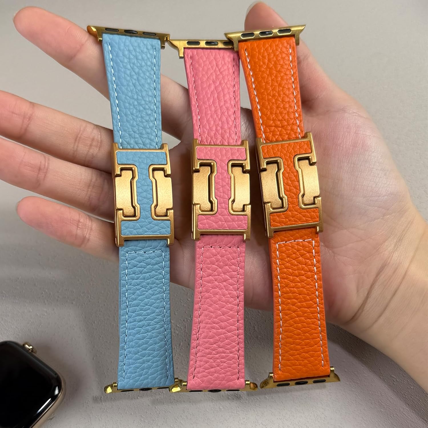 Dressy Leather Band Compatible with Apple Watch for Women 38/40/41/42/44/45/46/49mm,Top Grain Genuine Leather Strap with Magnetic Buckle for iWatch Series11/10/9/8/7/6/5/4/3/2/1 SE 3/2/1 Ultra 3/2/1 - Image 7