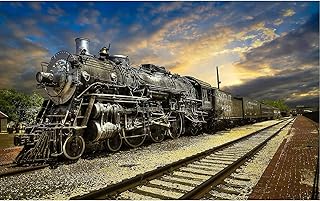 Jigsaw Puzzles 1000 Pieces for Adults - Train Landscape - Wooden Puzzle - Unique Holiday Gift Suitable for Teenagers and Adults, Home Decoration(75x50cm)