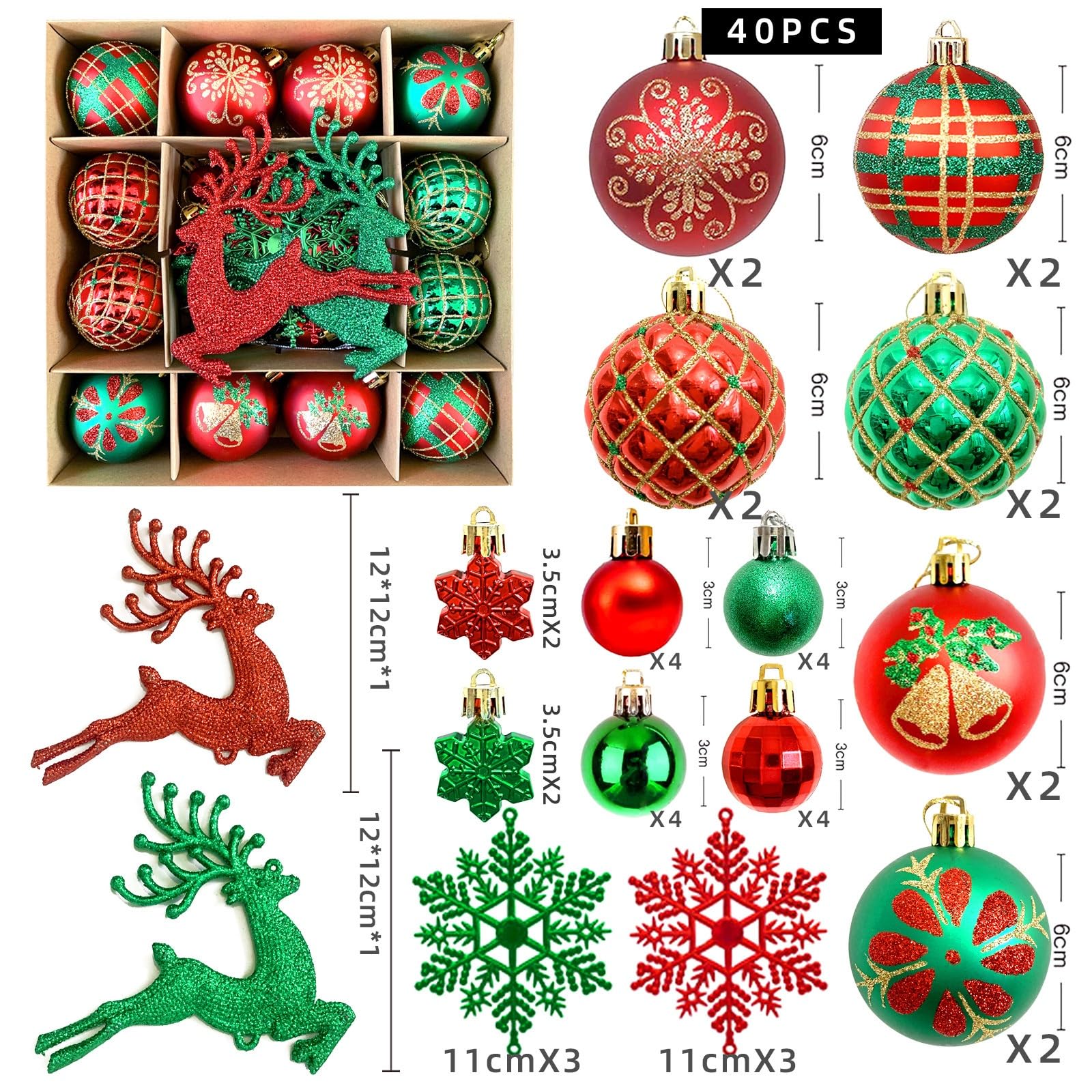 Palline di Natale Decorazioni natalizie con palline di plastica galvanizzate da appendere per Albero di Natale, Festa, Matrimonio(Color 1)