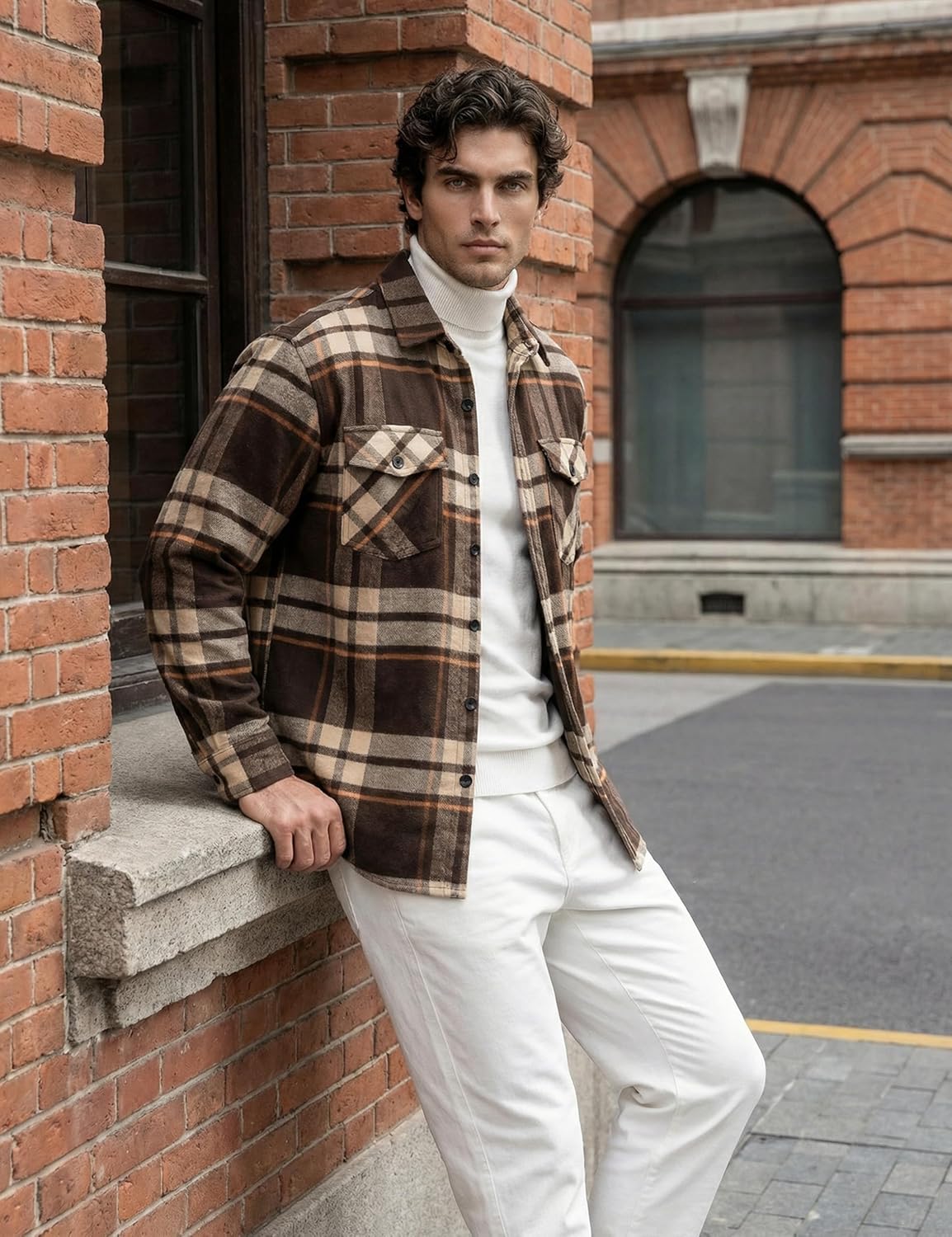 MAGNIVIT Flannel Shirt for Men Brushed Cotton Plaid Shirt Jacket Spring Fall Casual Long Sleeve Button Down Shacket 2 Pockets - Image 3