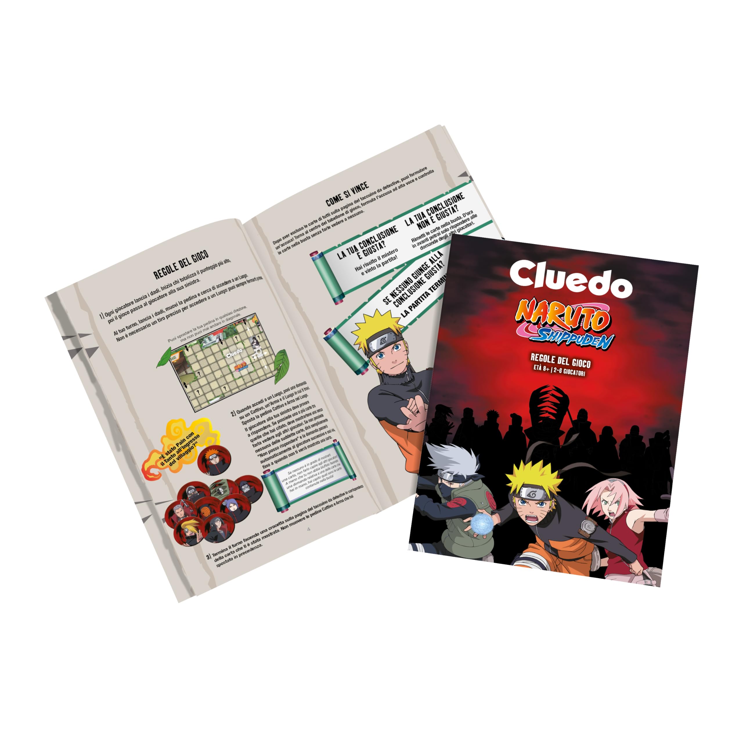 Winning Moves Cluedo Gioco da Tavolo Italiano Naruto - Giochi da Tavolo Adulti e Bambini, per 2 a 6 Giocatori, Giochi da Tavolo Bambini 8 Anni