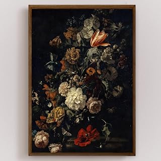 Vintage Flower Wall Art Dark Floral Poster Black Botanical Artwork Black Roses Painting Rustic Floral Prints Vintage Rose Poster Black Flower Wall Picture Dark Floral Prints Wall Art 16x24inch Unframed
