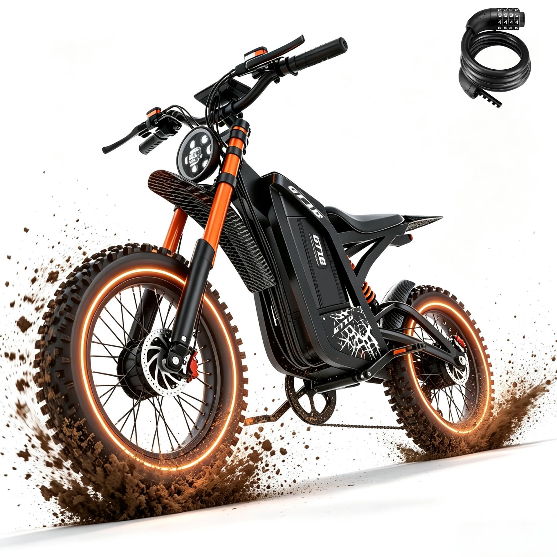 ASKGO Electric Dirt Bike, 5500W Peak Motor, 40MPH Electric Motorcycle, 100-Mile, 60V/30AH Battery Ebike, 5 PAS Speeds, Hydraulic Brakes, Full Suspension 16" Off Road Tire E Dirt Bike for Teens Adults