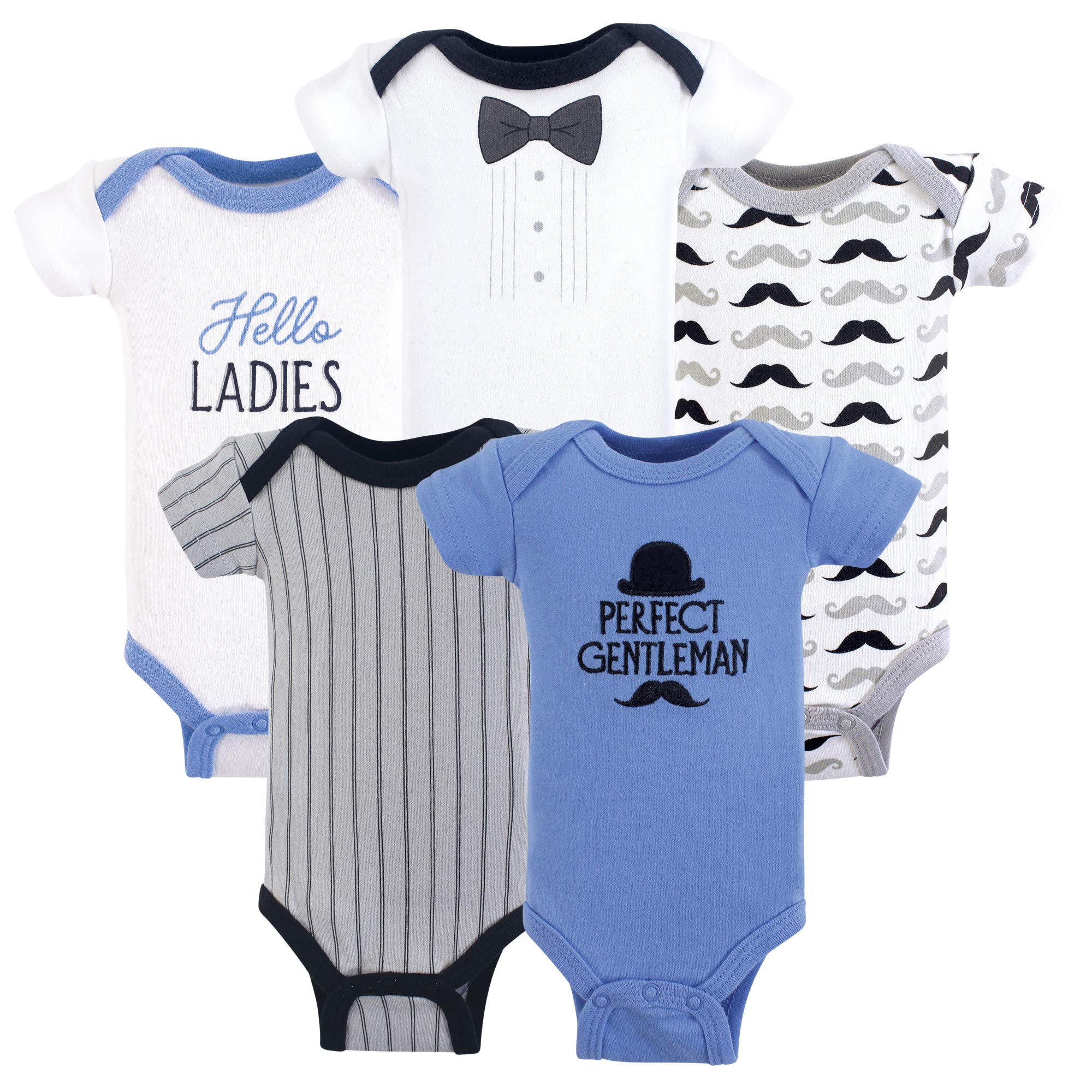 Hudson Baby Baby Boys' Preemie Bodysuit, 5 Pack