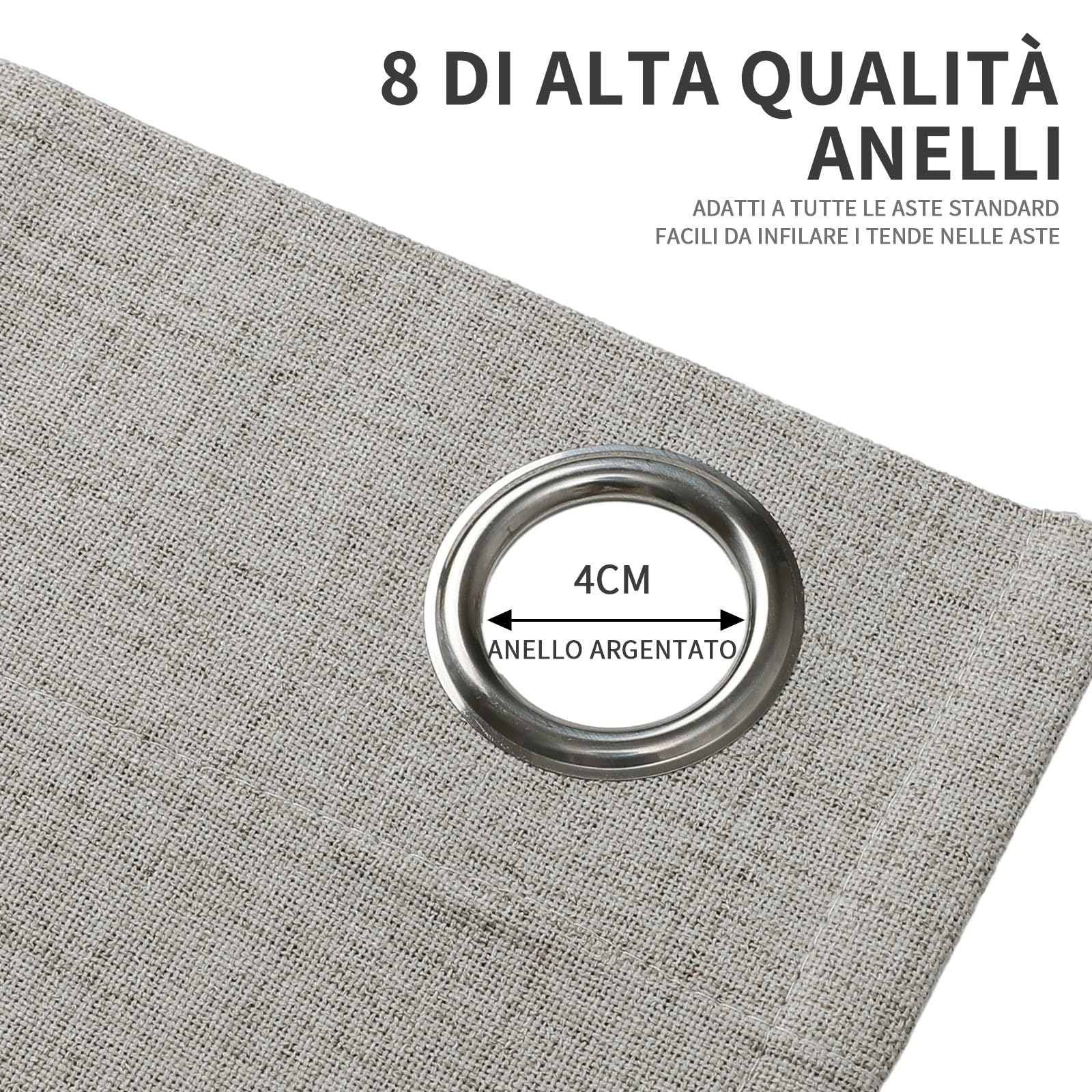 Joydeco 100% Tende Oscuranti per Interni 2 Pezzi, Lino Tende Termiche con Occhielli per Soggiorno Moderne, Cameretta Bambini, Camera da Letto Blackout Curtains(Bianco, 2xL140xA220)