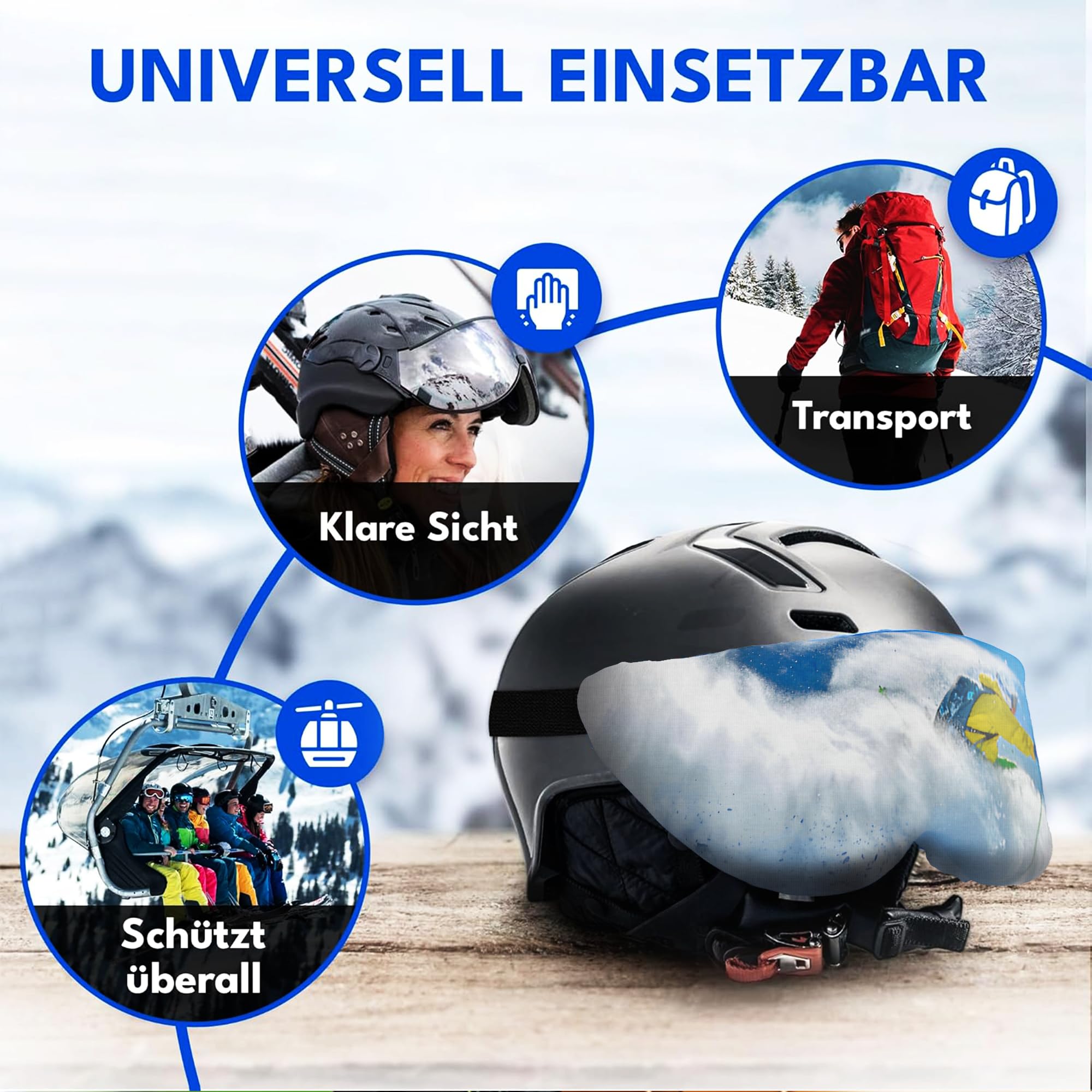Protection de visière pour casque de ski Two Horizons avec chiffon microfibre - Style sourire
