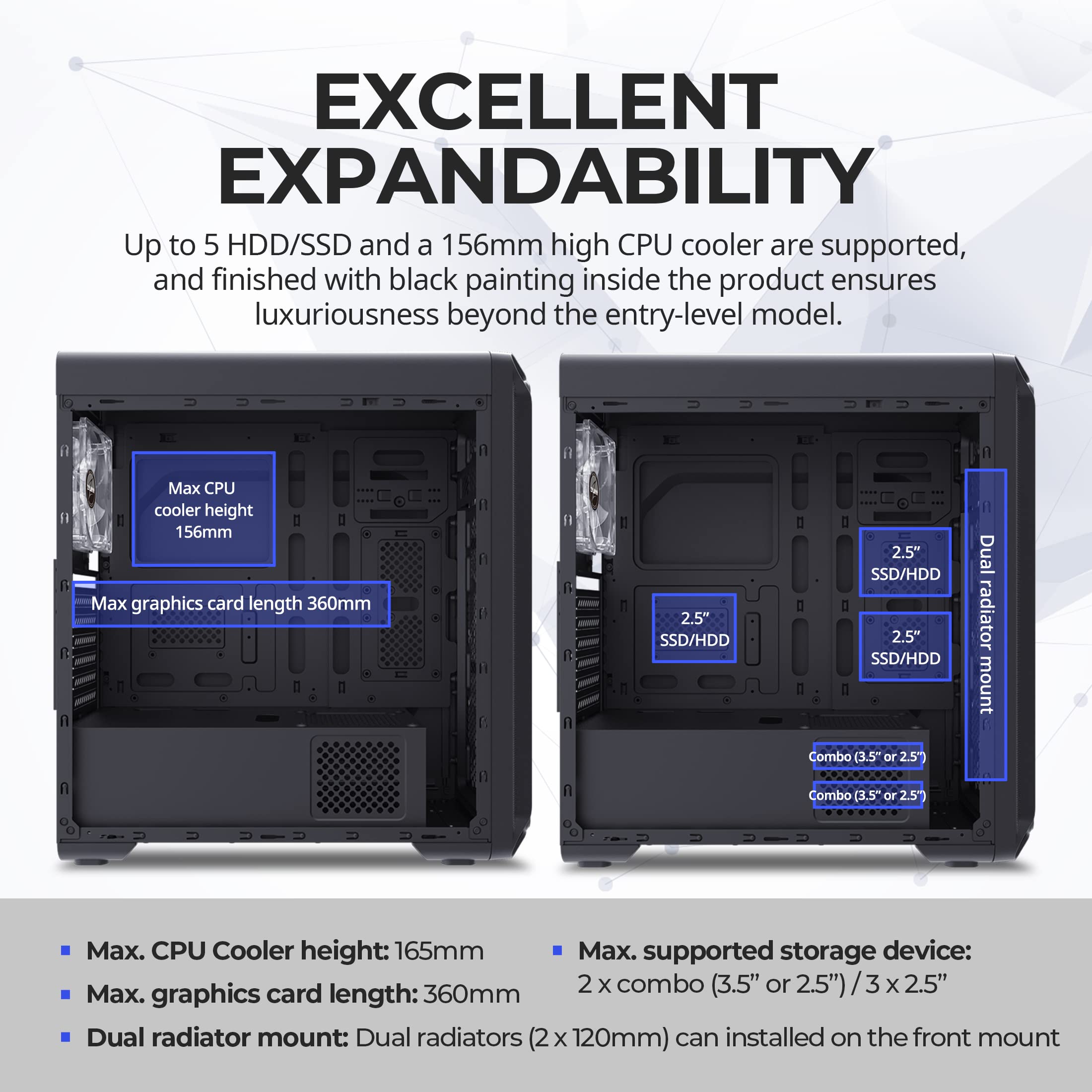 Zalman i3 Edge ATX Mid Tower Computer Case Gaming PC Case, Includes 4X ...