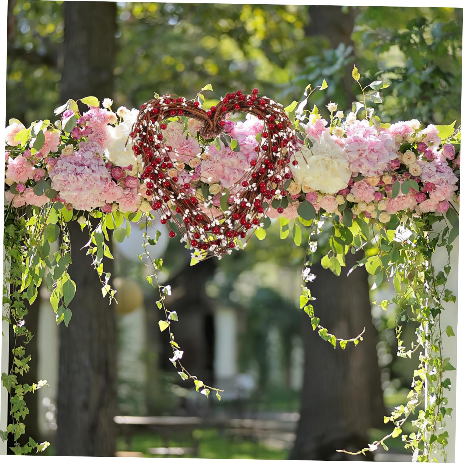 NUOBESTY para Puerta de Entrada Decorativa con Forma de Corazón de Falsas Rojas Y Blancas Decoración Colgante para Fiestas