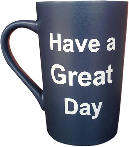 Miniatura 2 de Divertidos regalos de Navidad, tazas de café únicas con texto en inglés "Have a Great Day", bonita taza de cerámica fresca, color azul oscuro, los