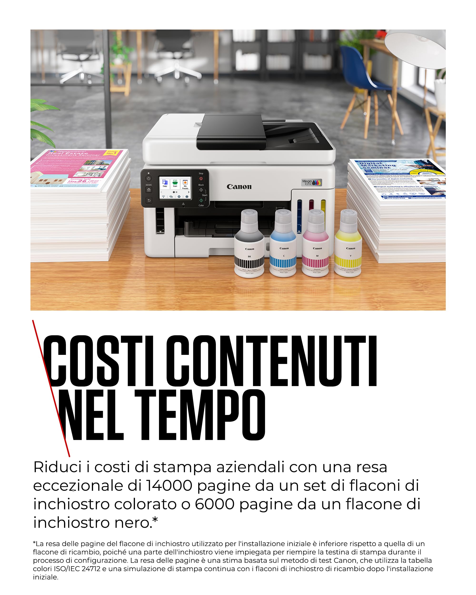 Canon MAXIFY GX6150 Stampante Ufficio Compatta – Stampante con Scanner Multifunzione | Tecnologia MegaTank per Stampe, Copie e Scansioni | Connessione Wireless, Ethernet e USB