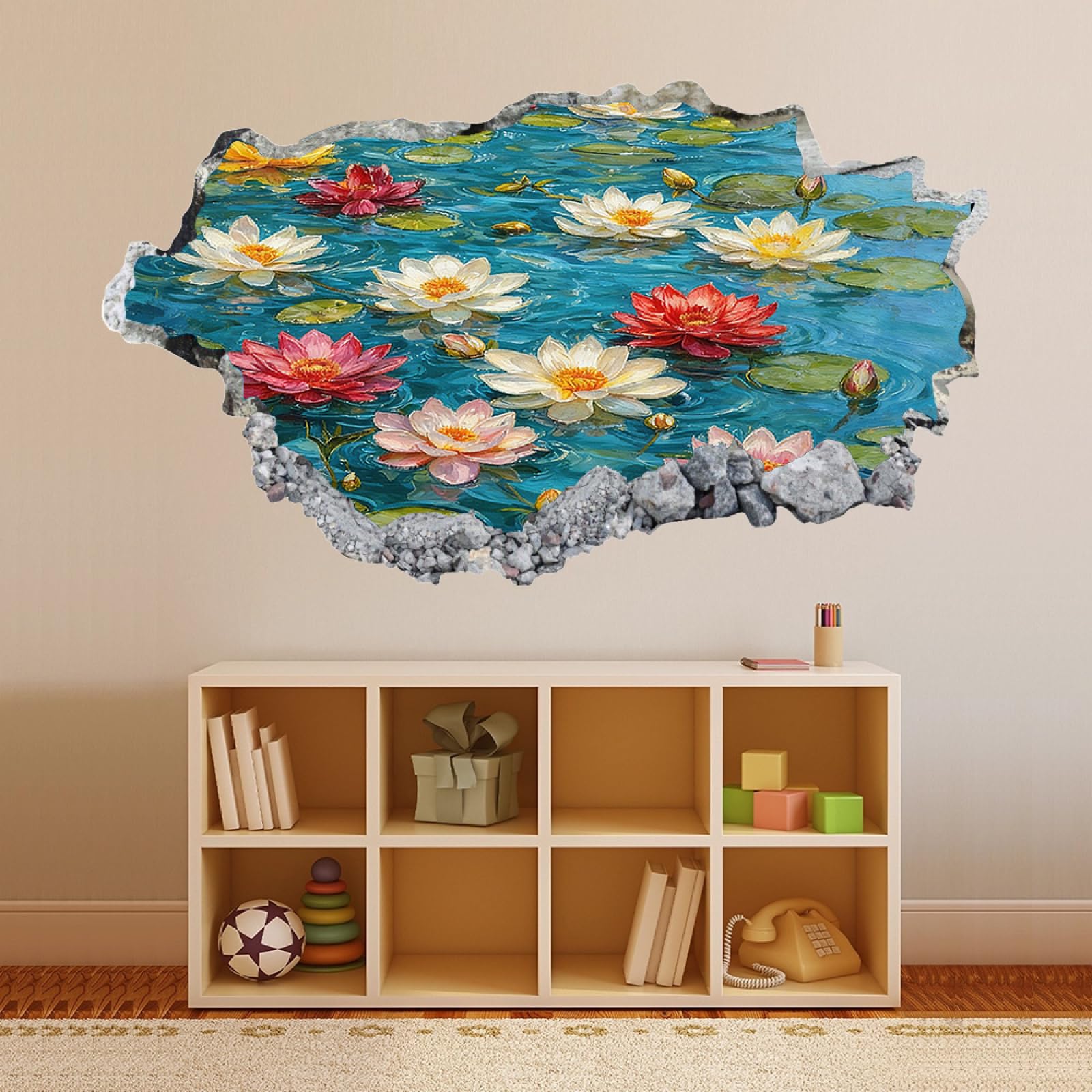 Vinilos Decorativos 3D Rotos Loto Tatuaje de pared vinilo extraíble decoración del hogar Calcomanías impermeables para Guardería Habitación Decoración de pared 60x105cm