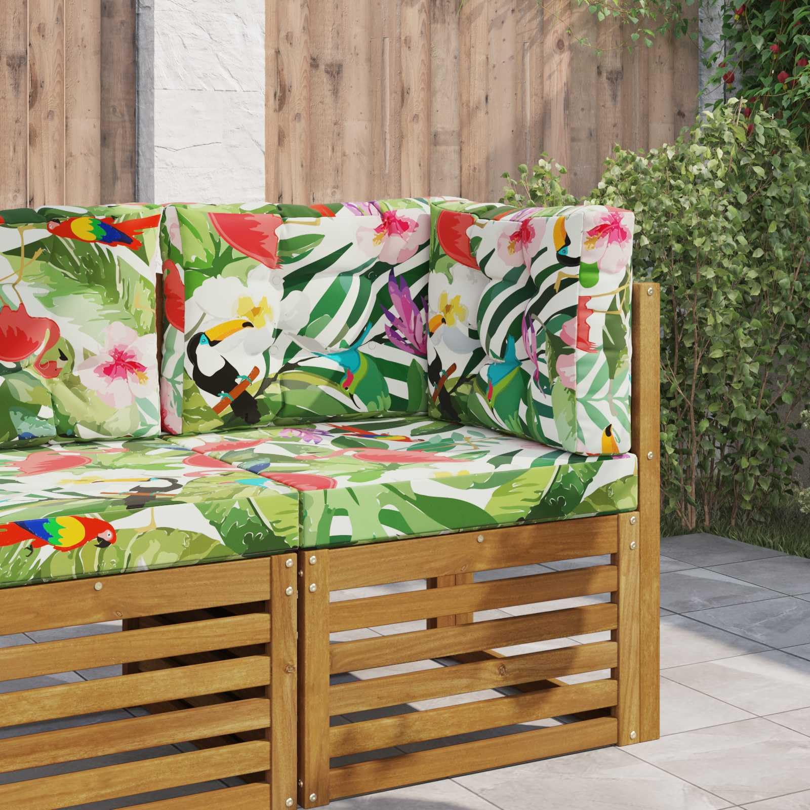 3-TLG Sofakissen Outdoor Garten Polster Set Bunt 60x60cm