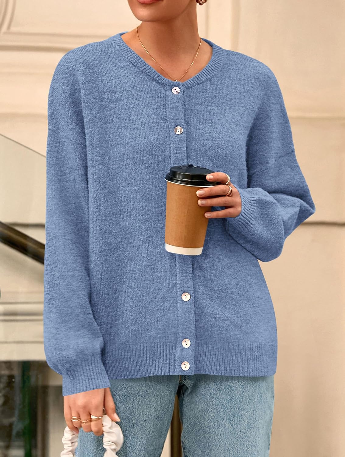 PRETTYGARDEN Fall Long Sleeve Cardigans for Women Trendy 2026 Lightweight Button Down Crewneck Loose Knit Sweater Clothes - Image 8