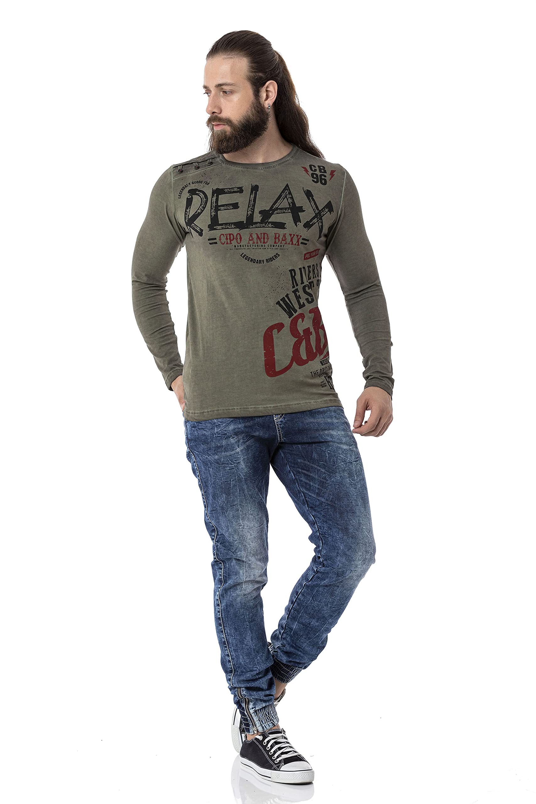 Cipo & Baxx Herren Joggerhose | Sportlich & Streetwear mit Cargotaschen & Stretch | Sporthose Gummi Freizeithose