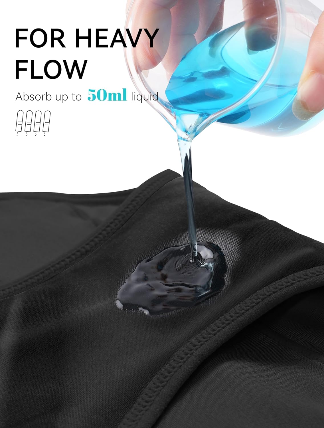 TIICHOO Period Underwear for Women Heavy Flow Soft Absorbent Menstrual Panties Teens Incontinence Leakproof 3 Pack - Image 3