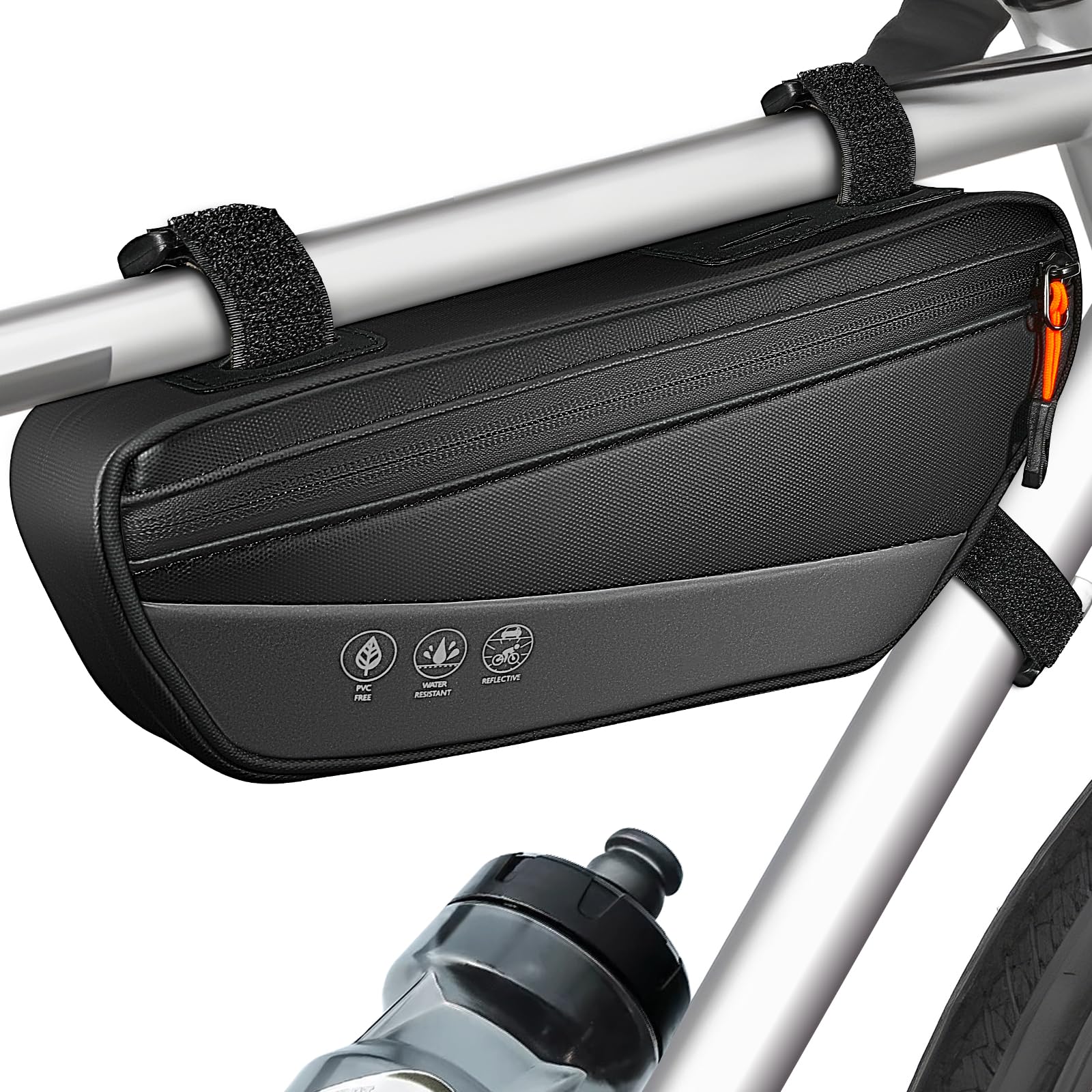 WOTOW Bike Frame Bag - Waterproof Triangle Storage Bag, 1.8L Black