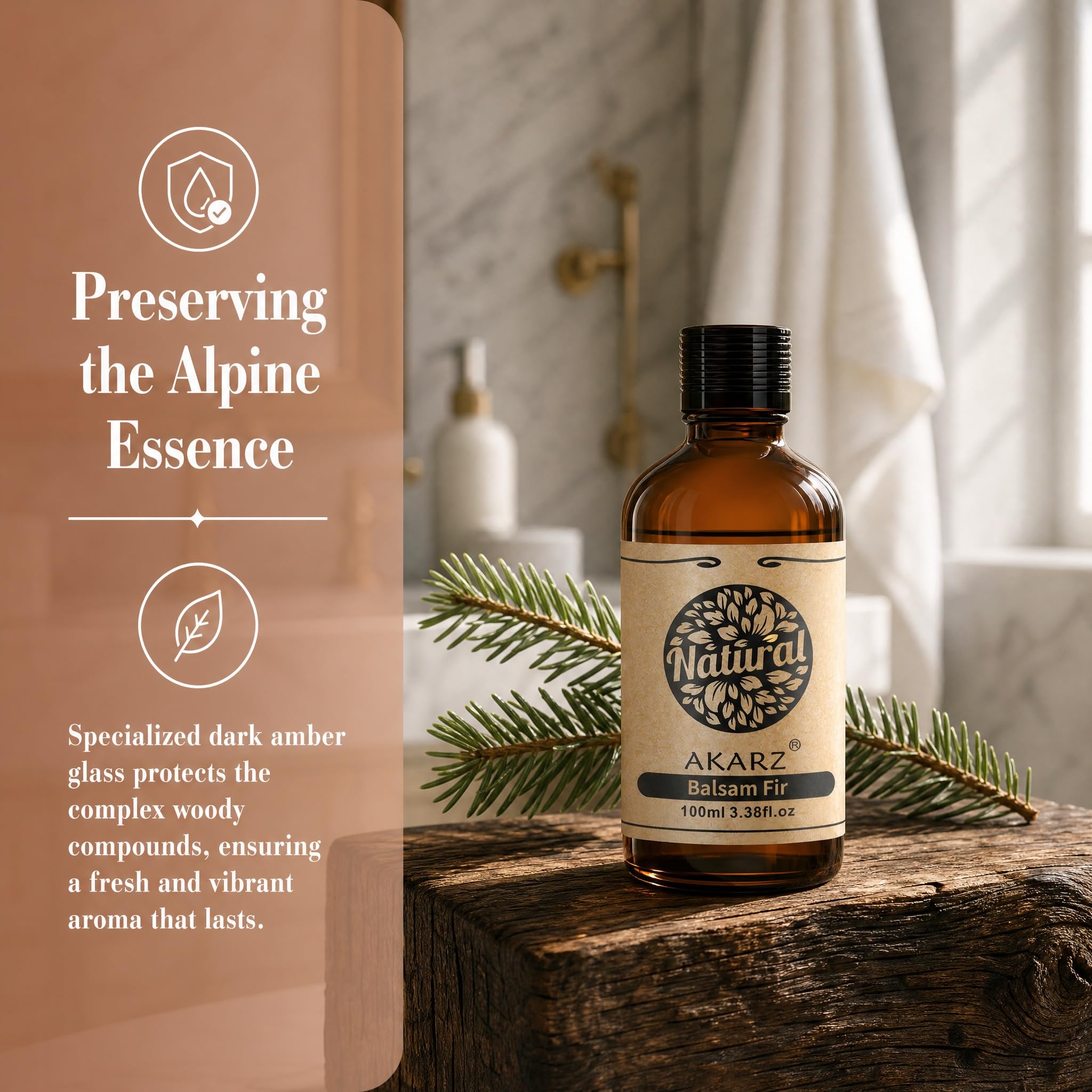 AKARZ 100ml Olejek esencjny z Jodły Balzamowej - Naturalny olejek aromatyczny do dyfuzorów, lamp aromatycznych i aromatów pomieszczeń