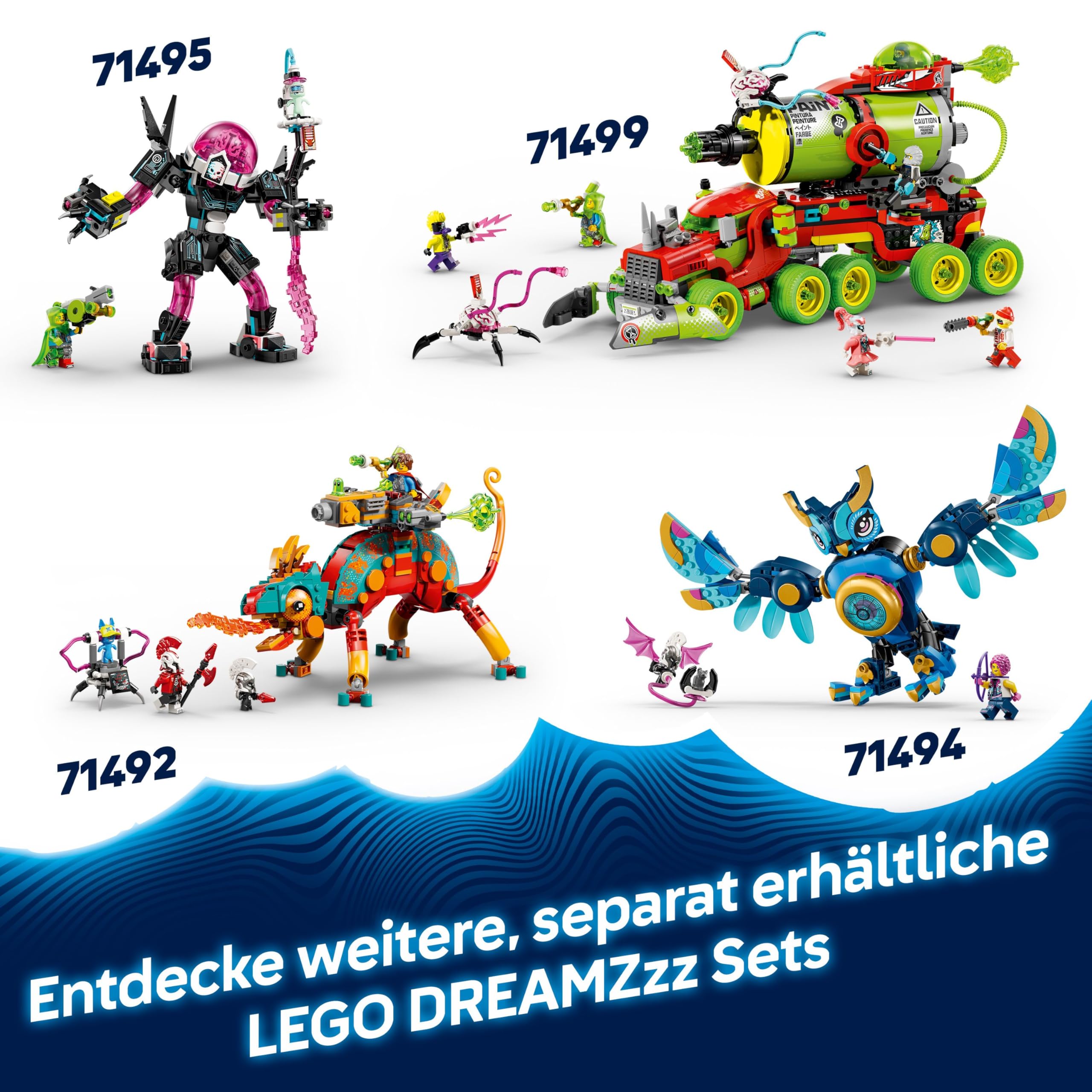 LEGO DREAMZzz Albtraumhai-U-Boot - Modulares Set mit 2 Baumöglichkeiten, 2 abnehmbaren Fluggeräten und 5 Minifiguren, inkl. Mateo und Astrid - Geschenk für Mädchen und Jungen ab 9 Jahren - 71500