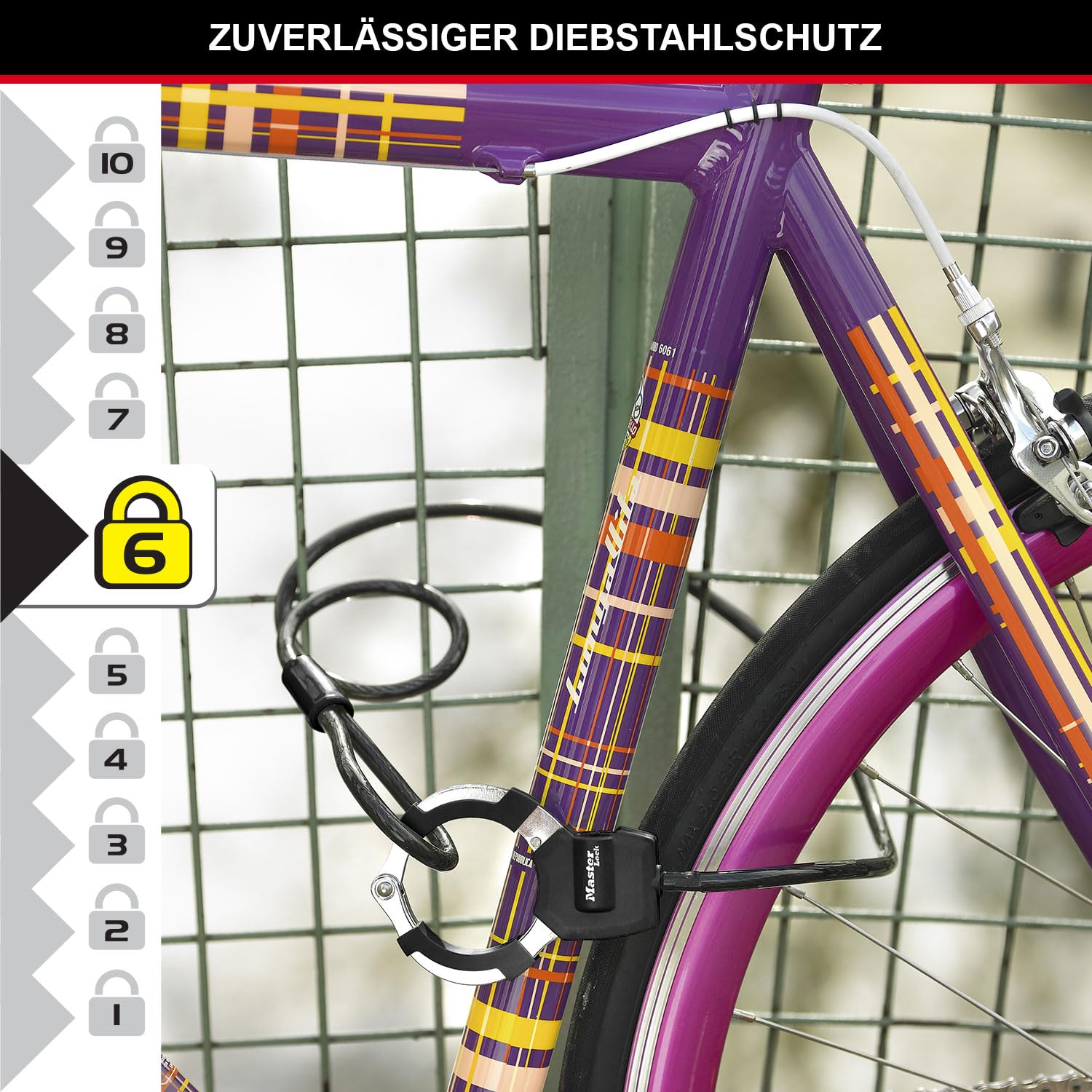Master Lock Kabelschloss mit Schlüssel, 1 m, Ideal für Scooter Roller, Fahrrad, Kinderwagen, Sportausrüstung