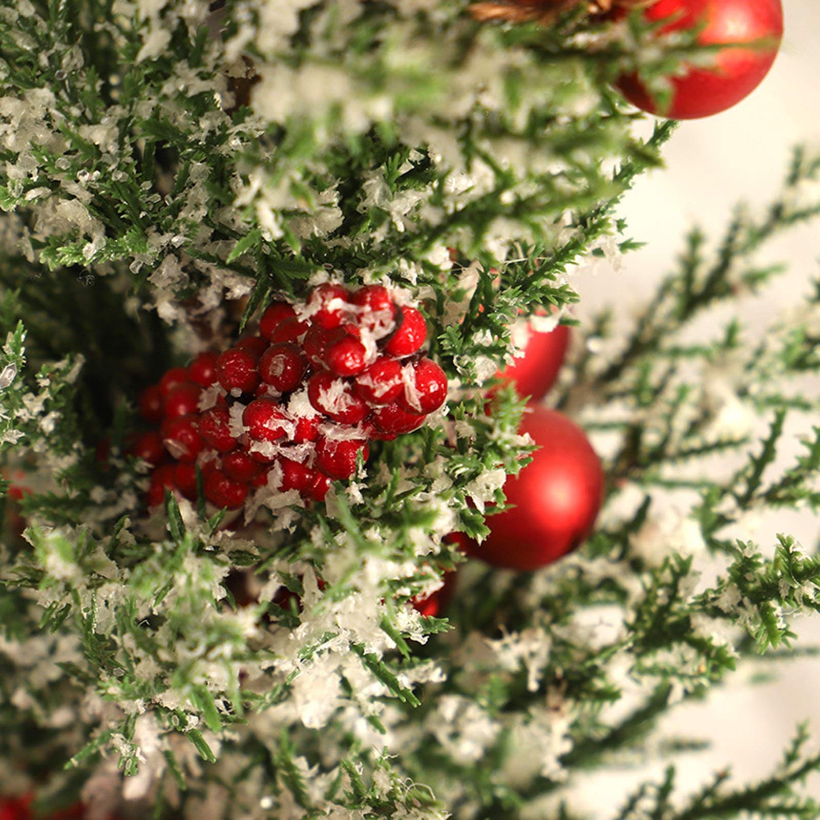 RENRUIRUI- Arbre De Noël Petit Arbre De Noël De Flocage en PE Décoré De Boules De Noël Rouges, for La Décoration De Table De Comptoir De Bureau À Domicile