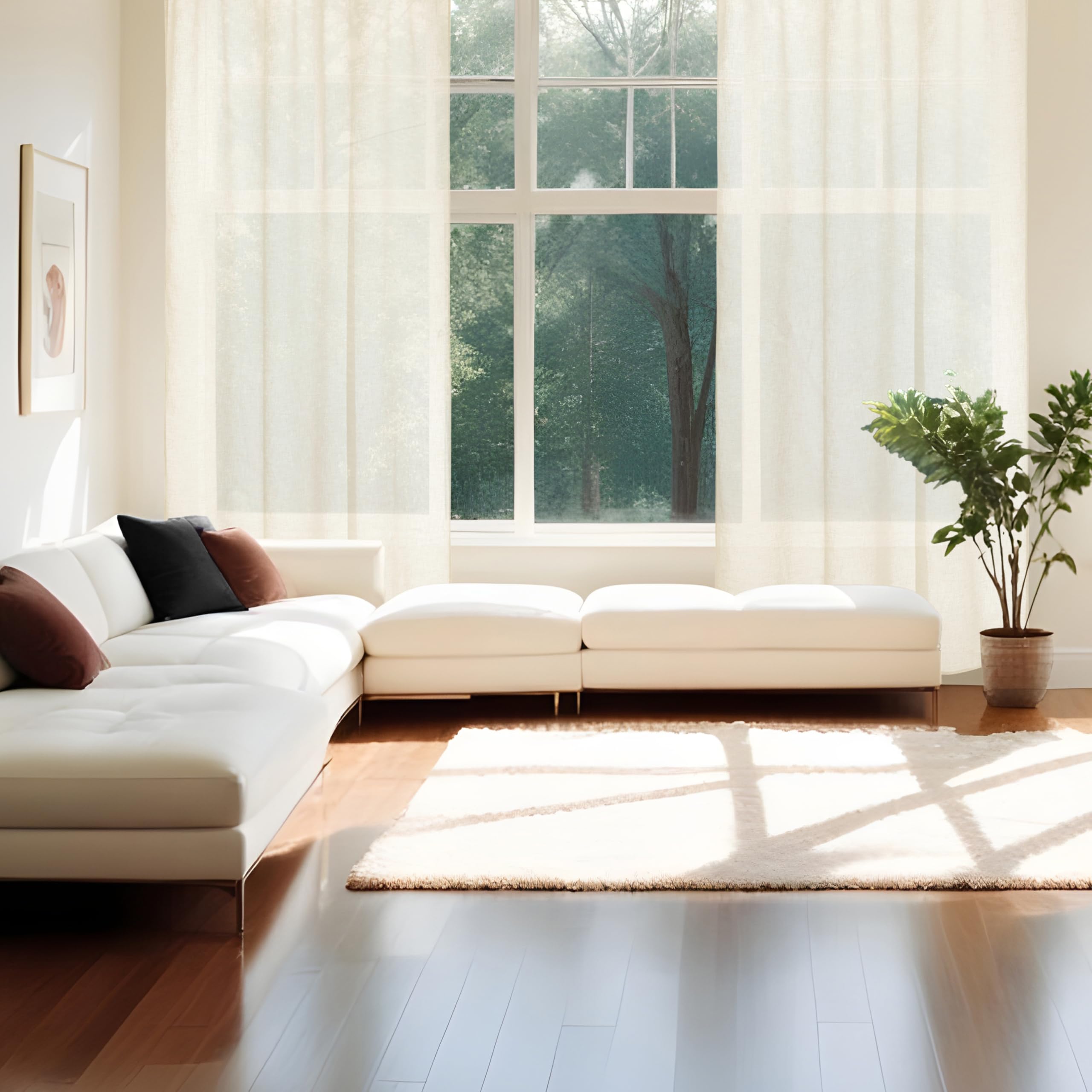 Blindecor | Cortina Semitranslúcida Crepe | Fácil Colocación con Elegantes Lazos | Medidas de 140x260 cm | Cortina Moderna para Salón y Dormitorio | Modelo Sumire Lazos | Color Beige