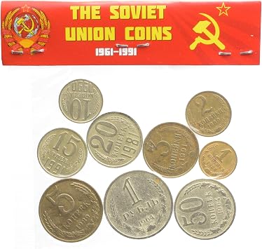 Hobby of Kings Full USSR Coins Set 9 Soviet Union Coins | 8 Kopeks and 1 Rouble Coin | Soviet Russian Money Collection | CCCP Hammer and Sickle 1961 - 1991