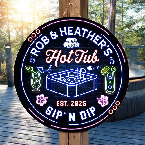 Miniatura 5 de V VIBEPY Letrero personalizado de madera para bañera de hidromasaje con texto en inglés All Over, No real, No iluminado, letrero de madera para