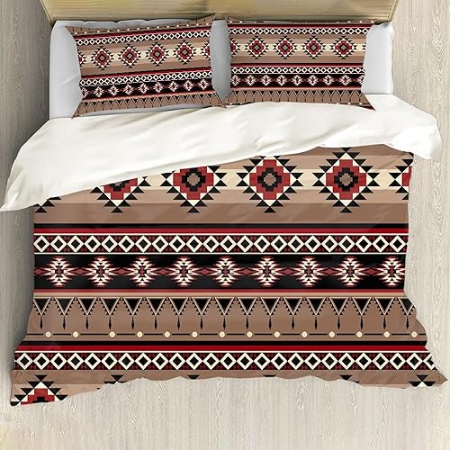 Miniatura 10 de ZFRXIGN Juego de ropa de cama azteca bohemia del suroeste, funda de edredón tamaño individual, funda de edredón suave de 3 piezas, fundas de Un