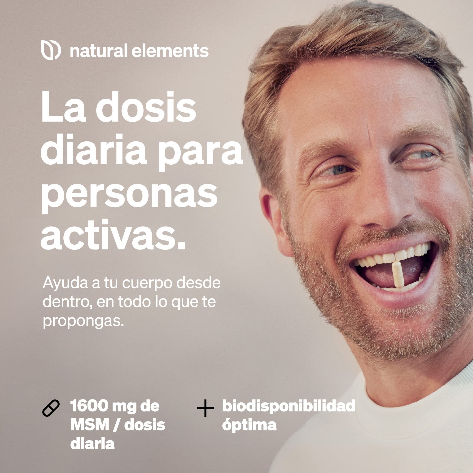 MSM 365 Cápsulas - 1600mg de Metilsulfonilmetano - Azufre orgánico 99,9% puro - Altamente biodisponible para 6 meses - Probado en laboratorio, vegano y sin aditivos
