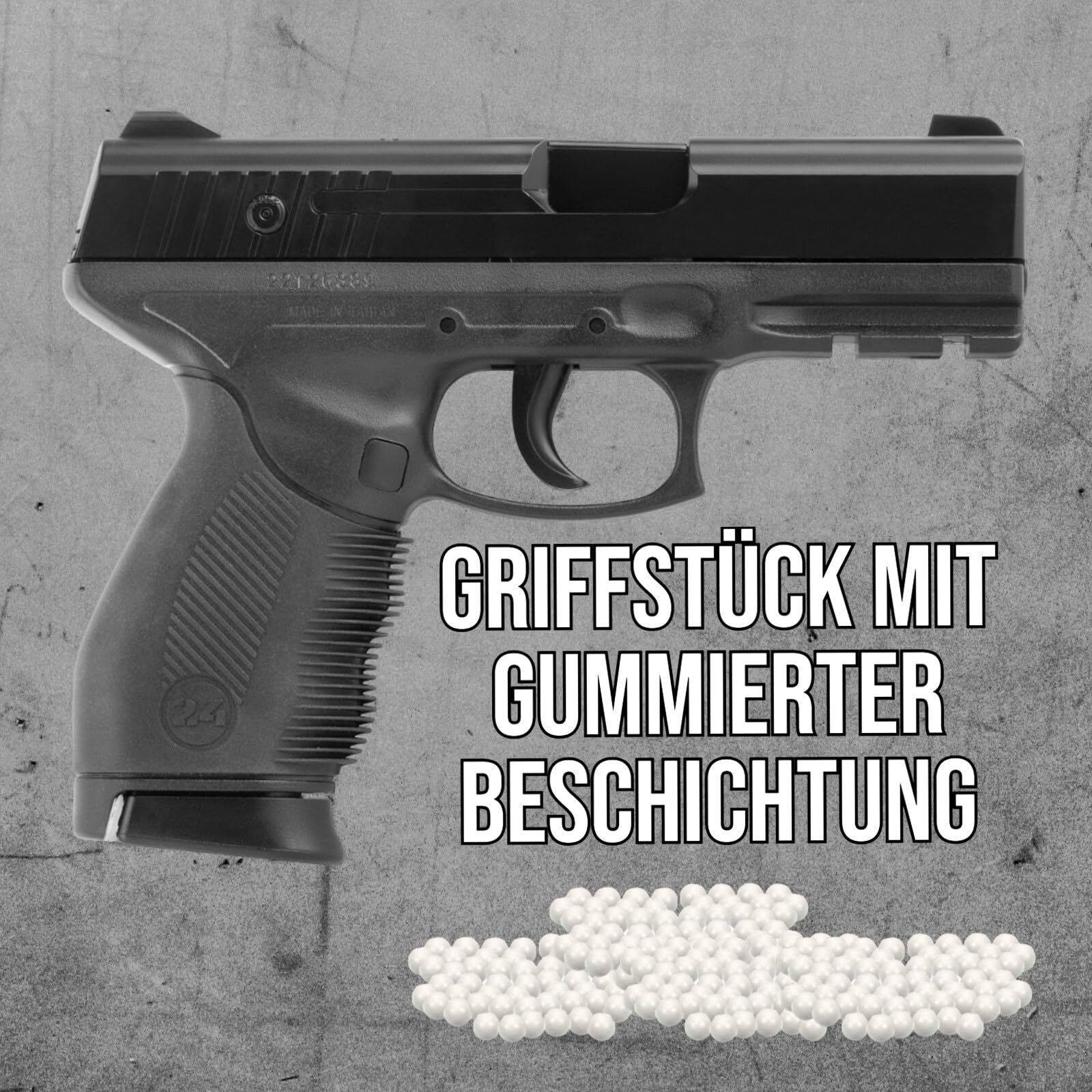 Set Airsoft Pistole Cybergun PT 24/7 Federdruck Softair 0,5 Joule 6 mm inkl. 1.000 Premium Bio BB's 0,20g Munition