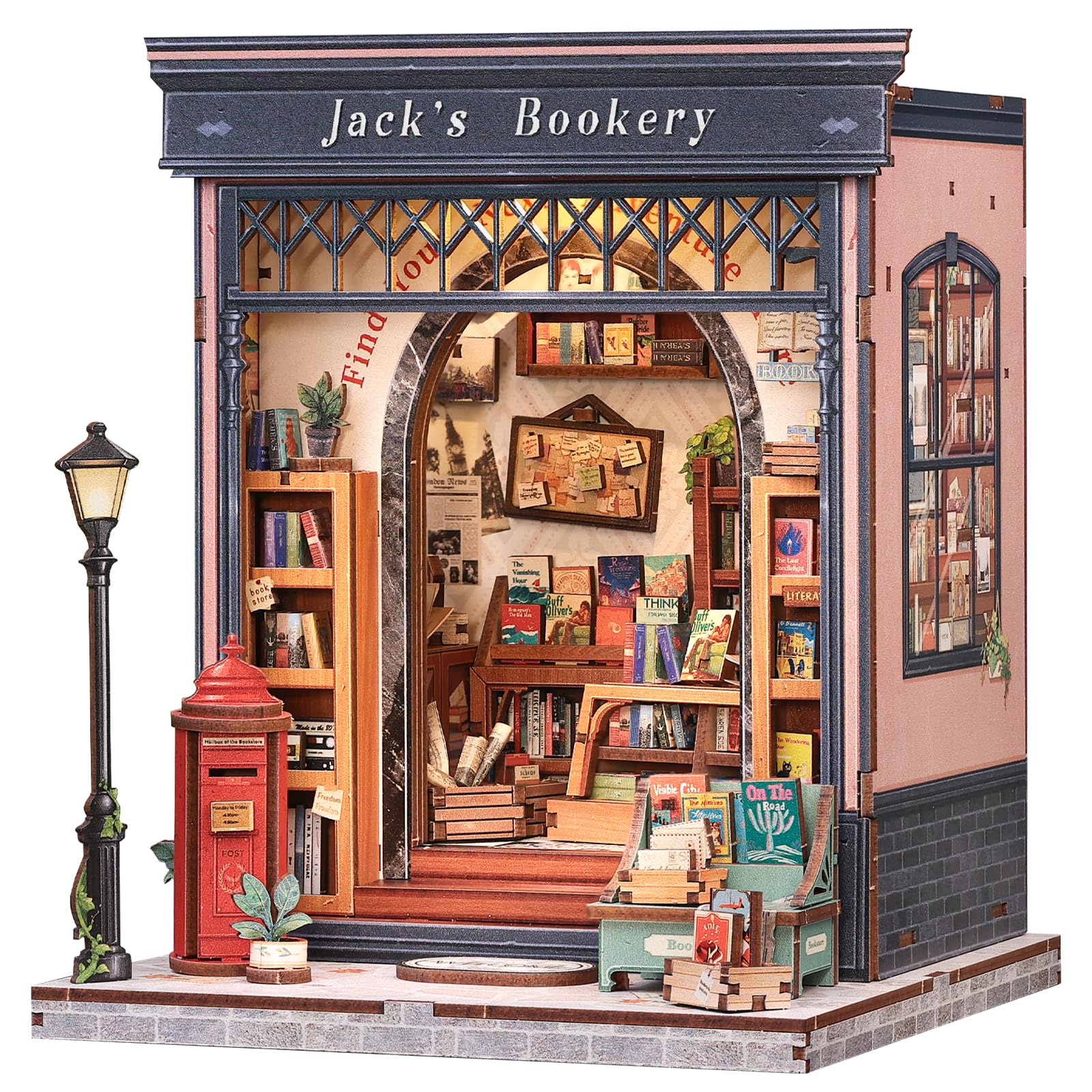 Fsolis Book Nook Kit & Puppenhaus - Kreatives Miniatur, Modell für Regale, eine ausgezeichnete Wahl für Literatur- und Geschichtsbegeisterte, Geschenkidee für Erwachsene/Jugendliche(Jack's Bookery)