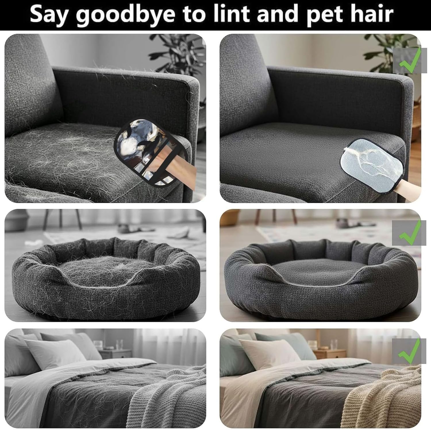 The Killer Whale in the Room Electrostatic Pet Hair Removal Gloves, Reusable Magic Brush for Dog & Cat Hair | Fur Remover for Couch, Carpet, Car Seat & Clothing