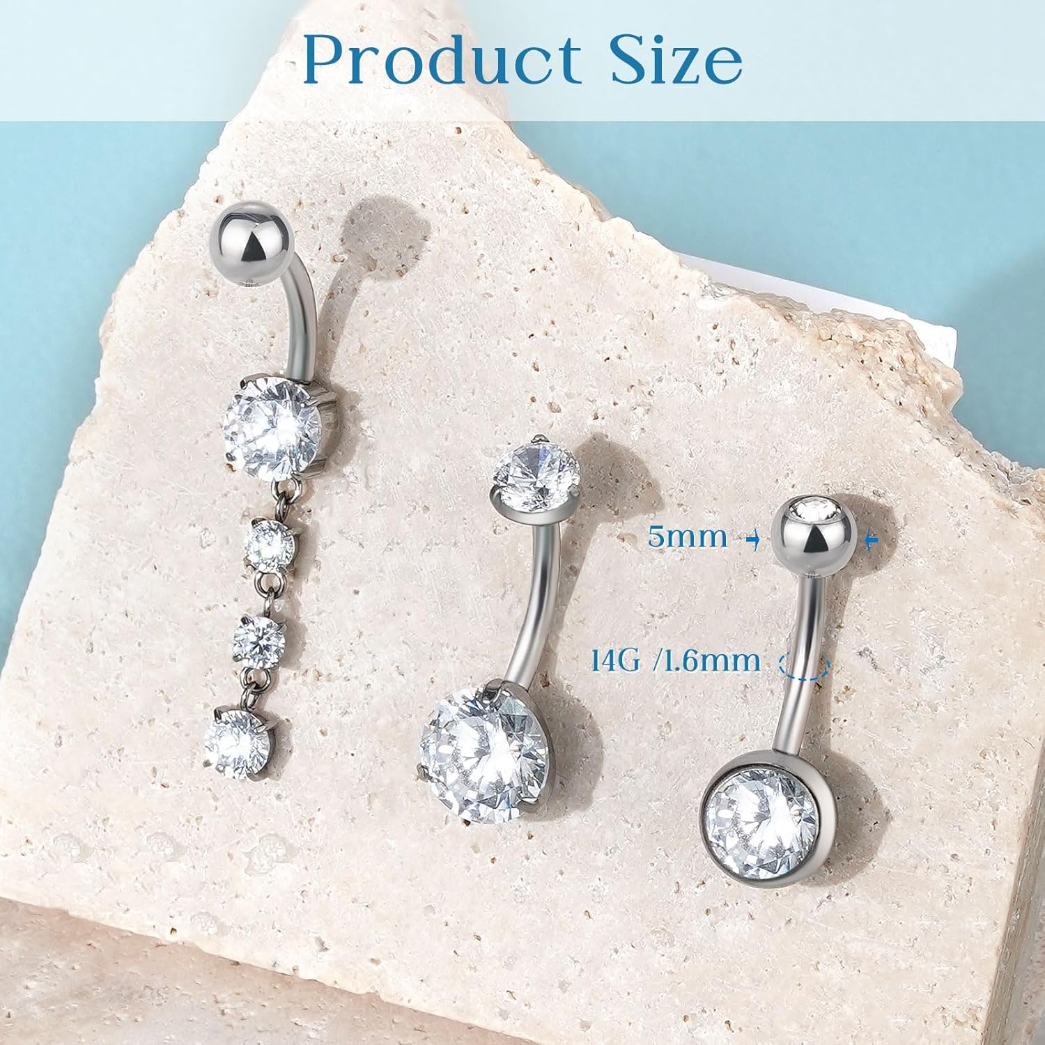 BLZ Titanium Belly Button Rings 14G Belly Piercing Internally Threaded Belly Rings, Belly Piercing Jewelry, Dangle Belly Button Rings for Women - Image 4
