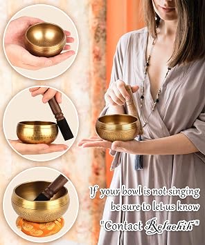 Relaehih Tibetan Singing Bowls, Meditation Chakra Sound Bowl Set