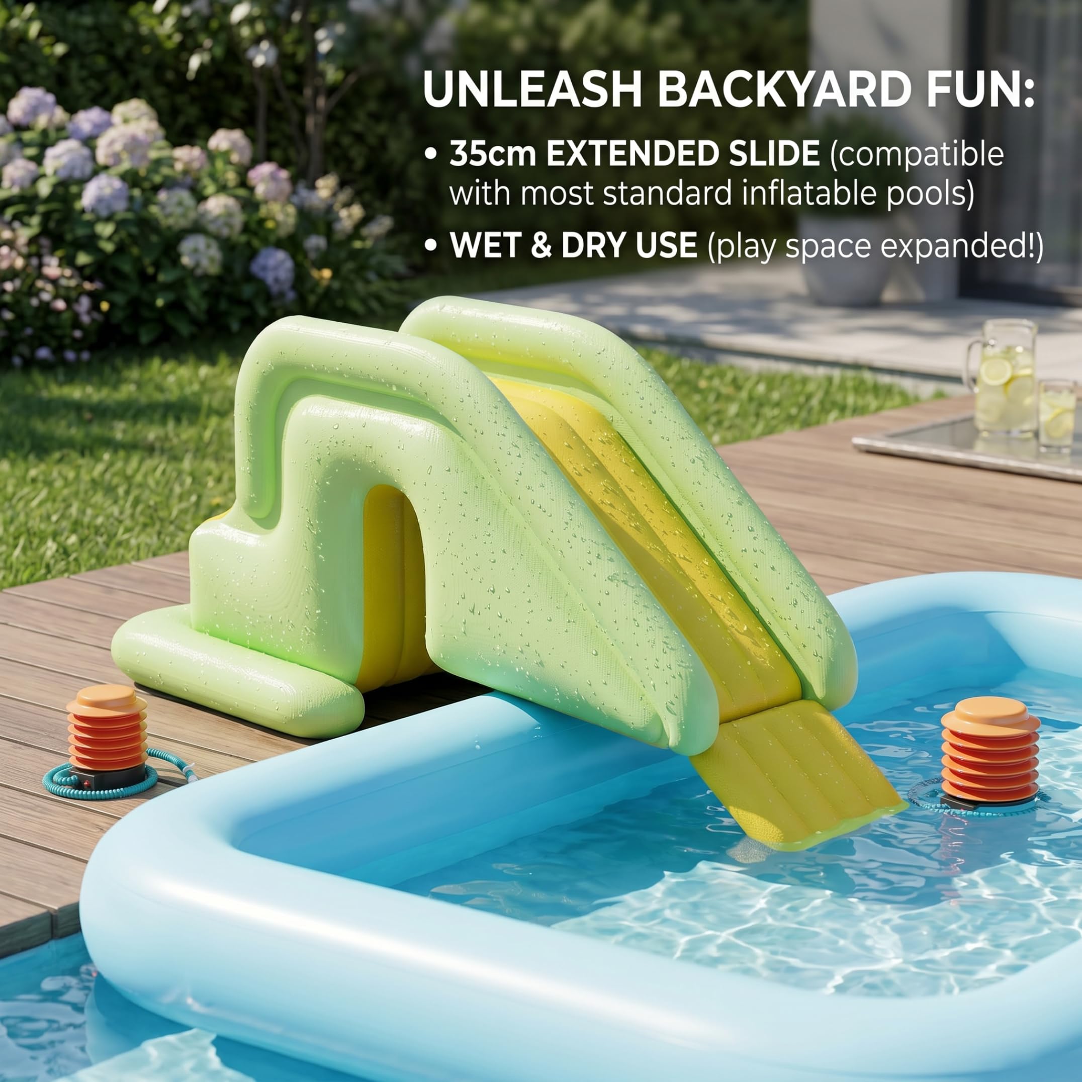 Scivolo Gonfiabile per Piscina da Giardino, Scivolo Gonfiabile per Piscina con Base Ampia Antiribaltamento, Acqua per Piscine Estive, Verde Chiaro, 200x85 cm
