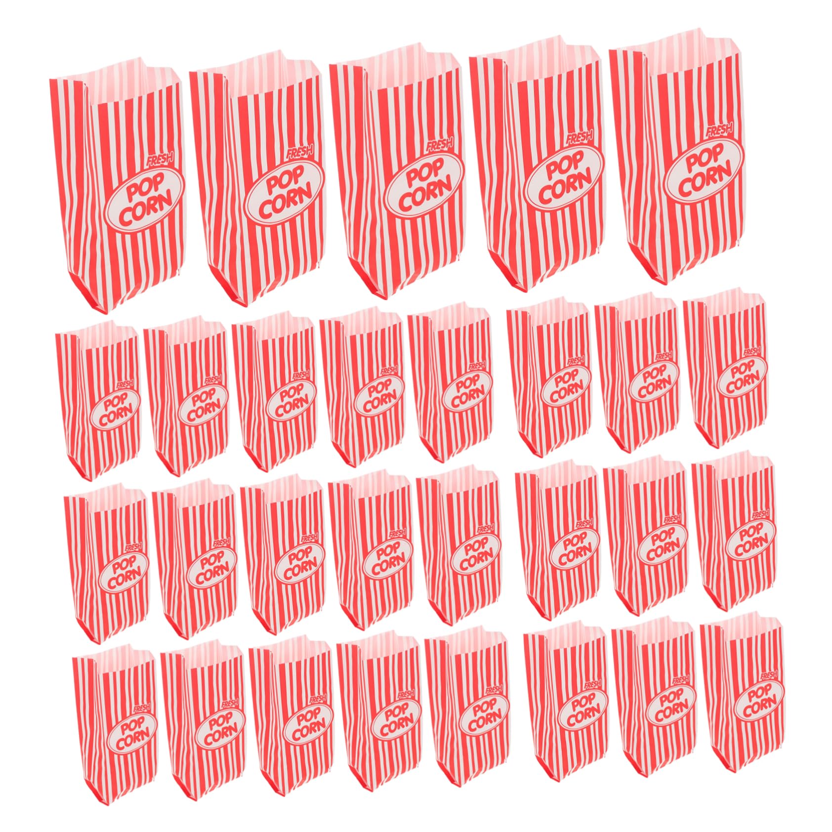 GLEAVI 50Pcs Snack Bags for Popcorn Chips and Nuts Striped Paper Movie Night Treat Containers for Parties Birthdays and Outdoor Gatherings Convenient and Portable Design