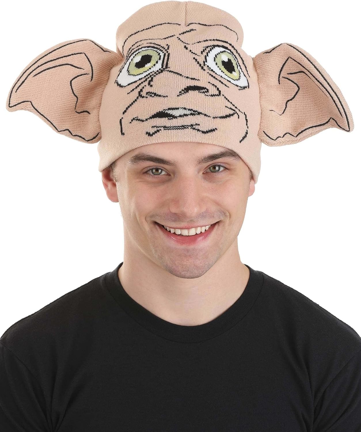 Knit Dobby Hat - Soft Acrylic Hat with Sewn-On Ears and Dobby Graphics, Officially Licensed